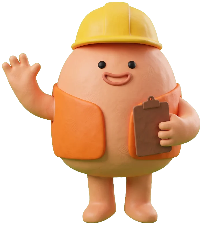 Friendly 3D Taxpro construction specialist waving